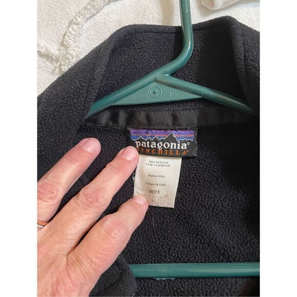 Patagonia Synchilla Jacket Black Fleece Light Coat Zip Up Mens L evolution logo - Picture 4 of 4